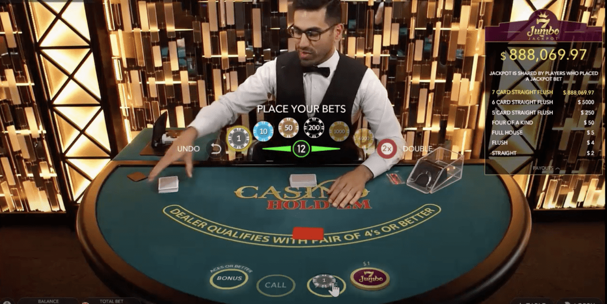 Live Casino Hold'em Jumbo-7 Rules and Gameplay